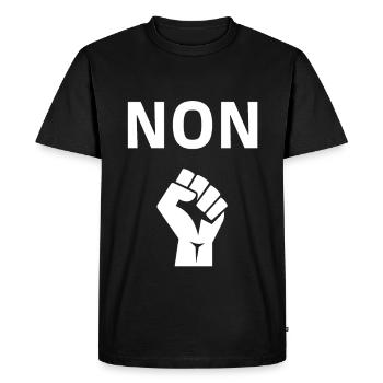 NON dessin pour manif, manifestation, réforme - T-shirt Premium bio Homme - noir - Devant - Nico (187cm)