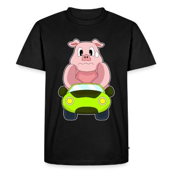 Pig Car - Men's Premium Organic T-Shirt - black - Front - Nico (187cm)