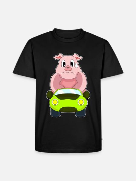 Pig Car - Men's Premium Organic T-Shirt - black