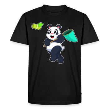 Pêche au filet de débarquement du panda pêcheur - T-shirt Premium bio Homme - noir - Devant - Nico (187cm)