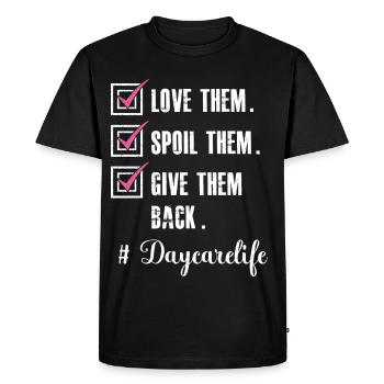 Fournisseur de services de garde Love Enseignante en garderie - T-shirt Premium bio Homme - noir - Devant - Nico (187cm)