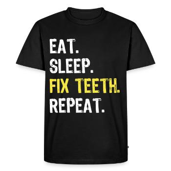 Manger Sommeil Réparer les dents Répéter Chemise de dentiste - T-shirt Premium bio Homme - noir - Devant - Nico (187cm)