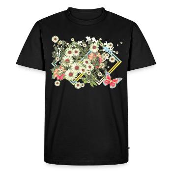 Flowers Blossoms - Men's Premium Organic T-Shirt - black - Front - Nico (187cm)