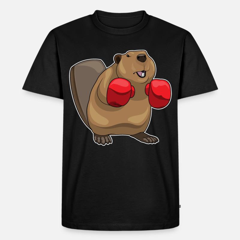Biber Boxer Boxhandschuhe Boxen - Männer Premium Bio T-Shirt - Schwarz