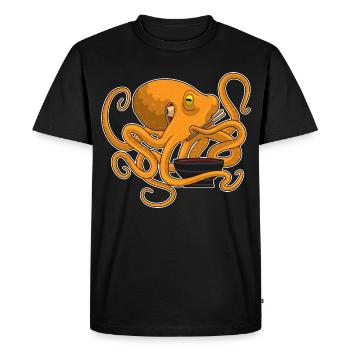 Cuisinière de la pieuvre Cuisinière Ramen - T-shirt Premium bio Homme - noir - Devant - Nico (187cm)