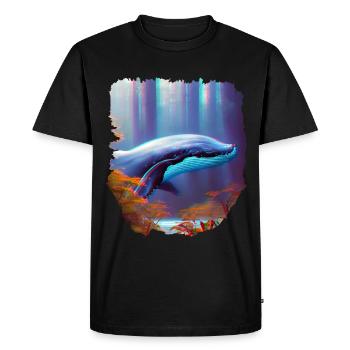 Surréalisme Art Baleine dans la forêt - T-shirt Premium bio Homme - noir - Devant - Nico (187cm)