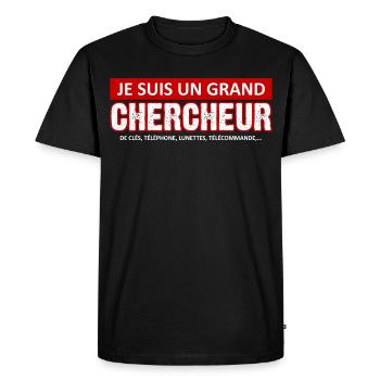 je suis un grand chercheur - T-shirt Premium bio Homme - noir - Devant - Nico (187cm)