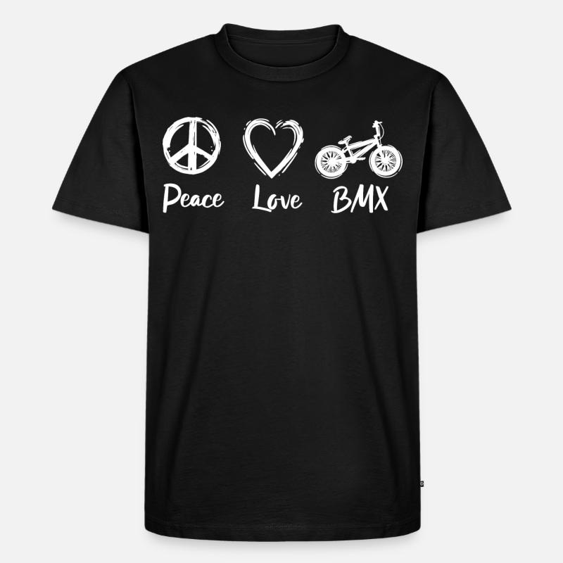 Peace Love BMX - Männer Premium Bio T-Shirt - Schwarz