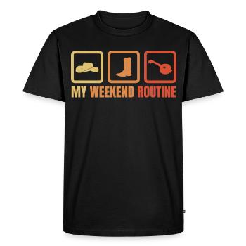 Ma routine du week-end - T-shirt Premium bio Homme - noir - Devant - Nico (187cm)