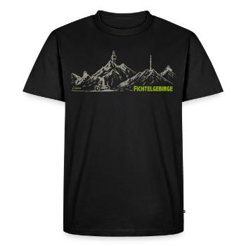 Dessin Fichtelgebirge avec Kösseine Schneeberg - T-shirt Premium bio Homme - noir - Devant - Nico (187cm)