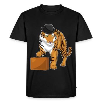Tiger Entrepreneur Briefcase - Men's Premium Organic T-Shirt - black - Front - Nico (187cm)