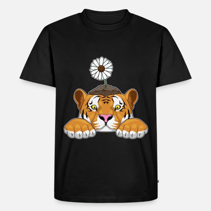 Tiger Gänseblümchen - Männer Premium Bio T-Shirt - Schwarz