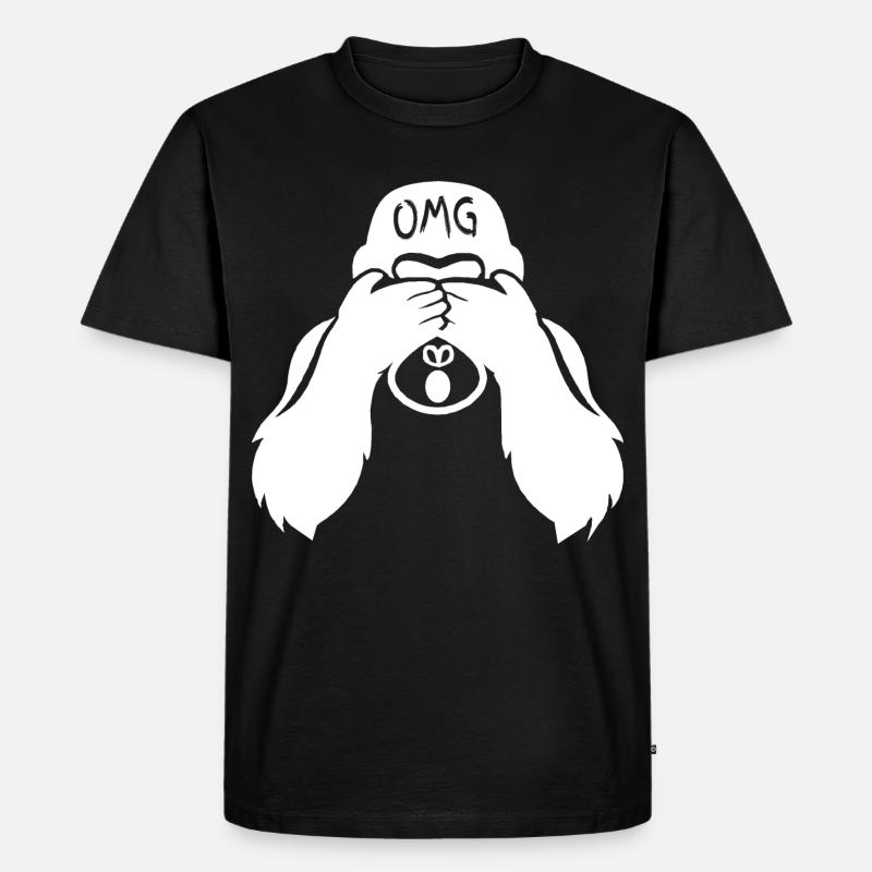 Witziger Gorilla OMG Affe - Männer Premium Bio T-Shirt - Schwarz