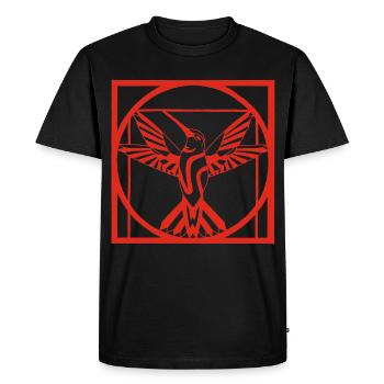Oiseau rouge Vitruve - T-shirt Premium bio Homme - noir - Devant - Nico (187cm)