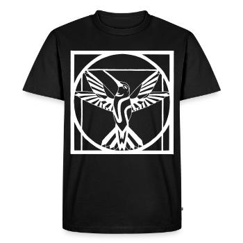 Vitruvian white bird - Men's Premium Organic T-Shirt - black - Front - Nico (187cm)