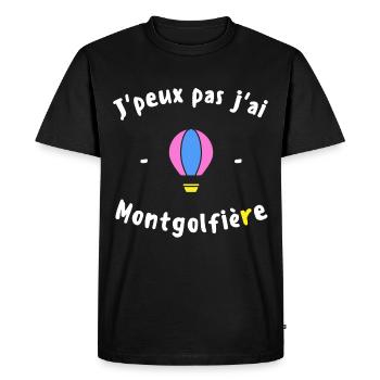 J peux pas j ai Montgolfière - T-shirt Premium bio Homme - noir - Devant - Nico (187cm)