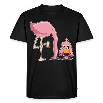 Flamant rose drôle - T-shirt Premium bio Homme - noir - Devant - Nico (187cm)