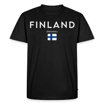 Flag of Finland, Finnish pride - Men's Premium Organic T-Shirt - black - Front - Nico (187cm)