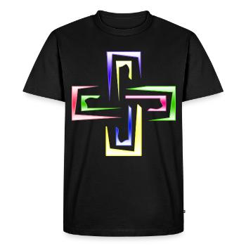 Prisme néon encadre le logo abstrait - T-shirt Premium bio Homme - noir - Devant - Nico (187cm)