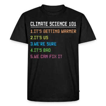 Marche des sciences Jour de la Terre Scientifiques sur les changements climatiques - T-shirt Premium bio Homme - noir - Devant - Nico (187cm)