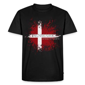 Flag of Denmark grunge, Danish pride - Men's Premium Organic T-Shirt - black - Front - Nico (187cm)