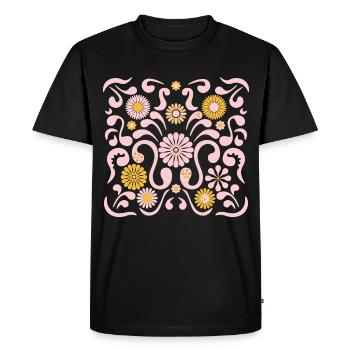 Fête des fleurs L Rose et Jaune - T-shirt Premium bio Homme - noir - Devant - Nico (187cm)
