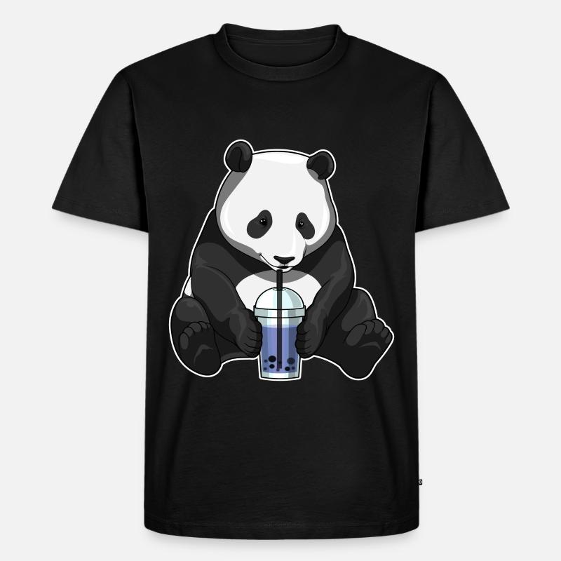 Panda Bubble Tea - Männer Premium Bio T-Shirt - Schwarz