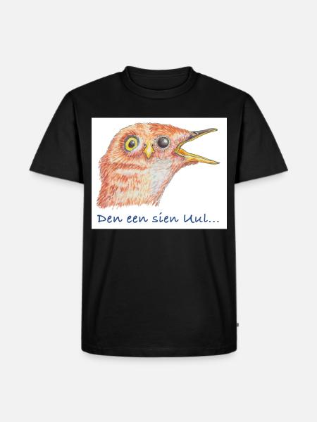 PlattSnack – Den een sien Uul... - Männer Premium Bio T-Shirt - Schwarz