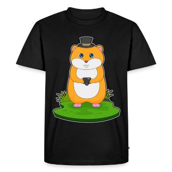 Hamster Photographe Appareil photo - T-shirt Premium bio Homme - noir - Devant - Nico (187cm)