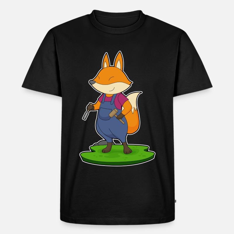 Fuchs Handwerker Hammer Meißel - Männer Premium Bio T-Shirt - Schwarz