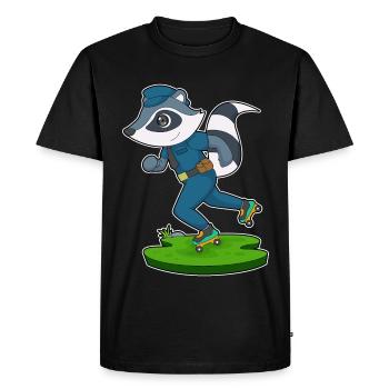 Raccoon Policier Patins à roulettes Police - T-shirt Premium bio Homme - noir - Devant - Nico (187cm)