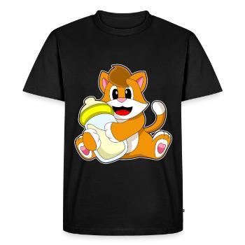 Lait biberon pour chat - T-shirt Premium bio Homme - noir - Devant - Nico (187cm)