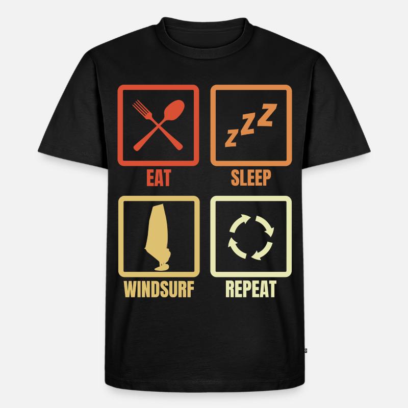 Windsurfen Zeitplan - Männer Premium Bio T-Shirt - Schwarz