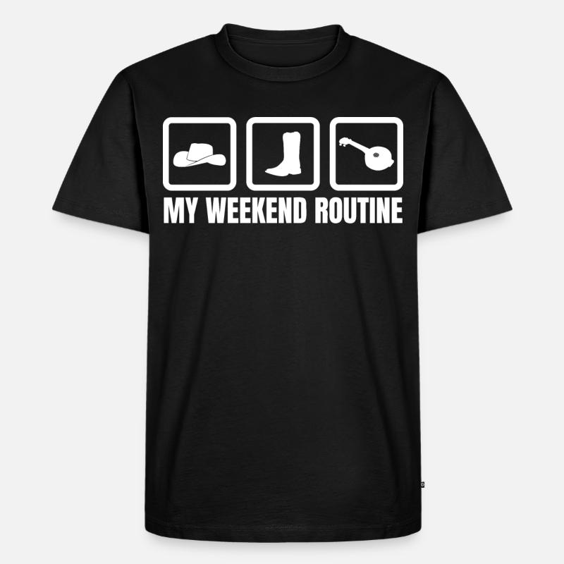 Banjo Wochenendroutine - Männer Premium Bio T-Shirt - Schwarz