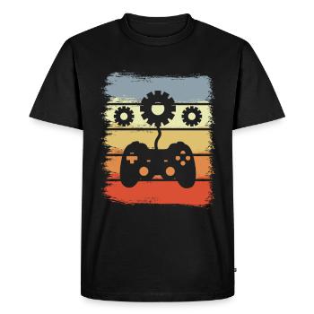Production de jeux - T-shirt Premium bio Homme - noir - Devant - Nico (187cm)