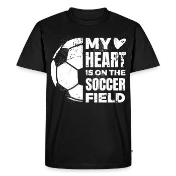 Citation d’amoureux du football - T-shirt Premium bio Homme - noir - Devant - Nico (187cm)