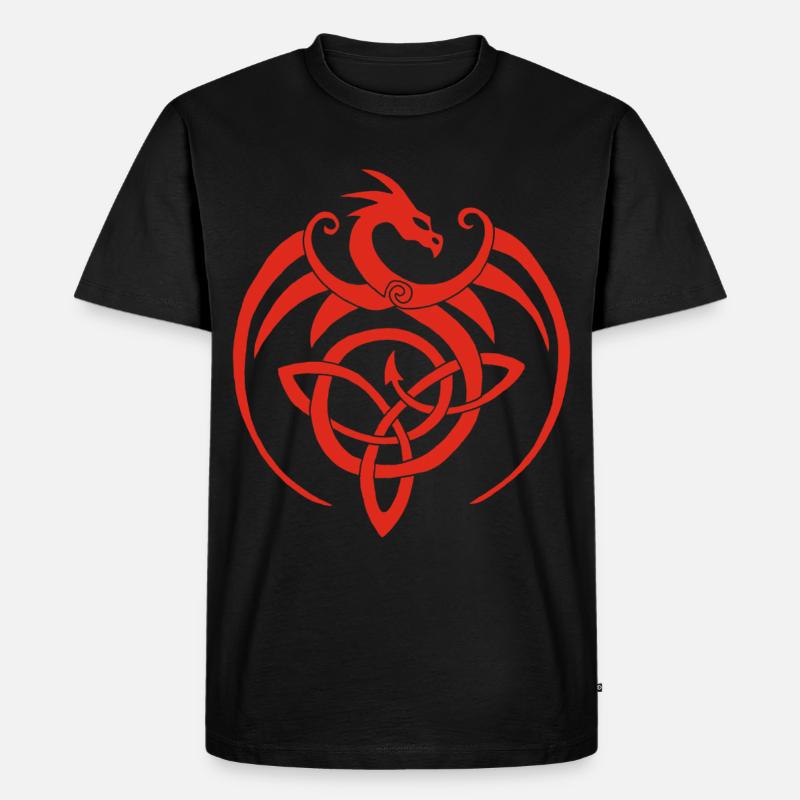 Roter Drache und keltisches Symbol - Männer Premium Bio T-Shirt - Schwarz