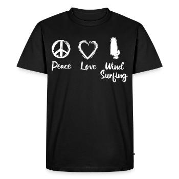 Peace Love Wind Surfing - Men's Premium Organic T-Shirt - black - Front - Nico (187cm)