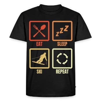 Manger, dormir, skier, répéter - T-shirt Premium bio Homme - noir - Devant - Nico (187cm)
