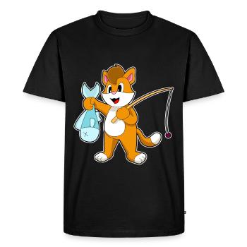 Pêche au chat pêcheur - T-shirt Premium bio Homme - noir - Devant - Nico (187cm)