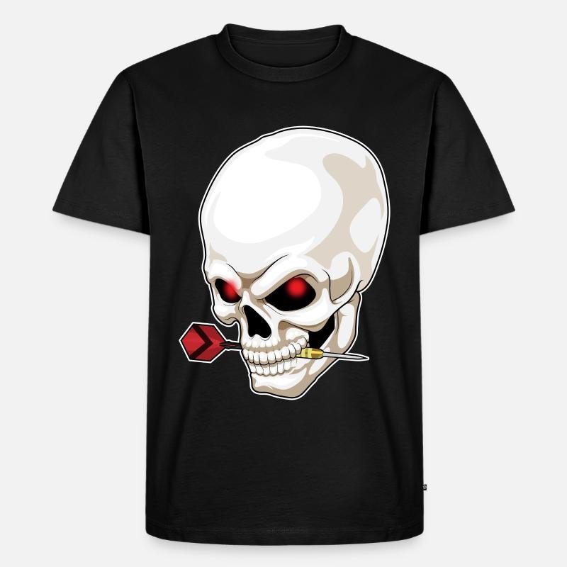 Totenkopf Dart Dartpfeil - Männer Premium Bio T-Shirt - Schwarz