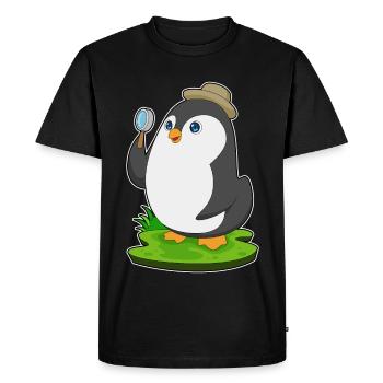 Pingouin Détective Magnifier - T-shirt Premium bio Homme - noir - Devant - Nico (187cm)
