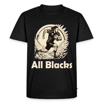 Rugby Gift, Players and Fans Design - Men's Premium Organic T-Shirt - black - Front - Nico (187cm)