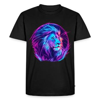 Lion Vaporwave EDM - Men's Premium Organic T-Shirt - black - Front - Nico (187cm)