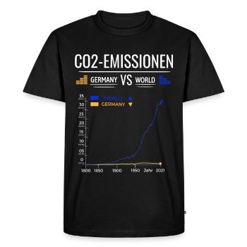 CO2 Emissions Chart Germany VS World - Men's Premium Organic T-Shirt - black - Front - Nico (187cm)