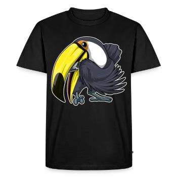 Toucan Musician Harmonica Music - Men's Premium Organic T-Shirt - black - Front - Nico (187cm)