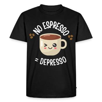 No Espresso = Depresso - Funny Coffee T-Shirt - Men's Premium Organic T-Shirt - black - Front - Nico (187cm)