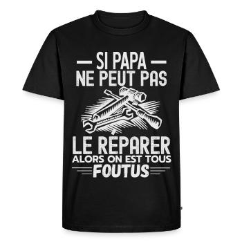 Papa réparateur Papa Bricoleur Papa de l année 1 - T-shirt Premium bio Homme - noir - Devant - Nico (187cm)