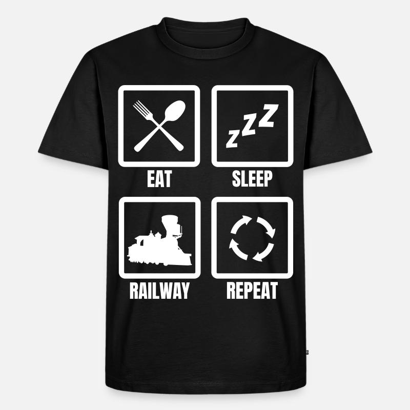 Manger Dormir Train Répéter - T-shirt Premium bio Homme - noir