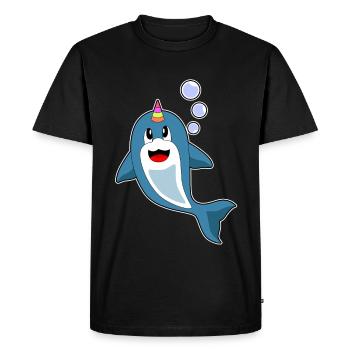 Dolphin Unicorn - Men's Premium Organic T-Shirt - black - Front - Nico (187cm)
